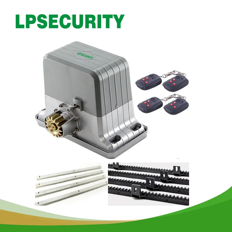 

LPSECURITY factory sale 1800kg electric sliding gate opener motors engine with 4m 5m 6m racks 4 remote controls