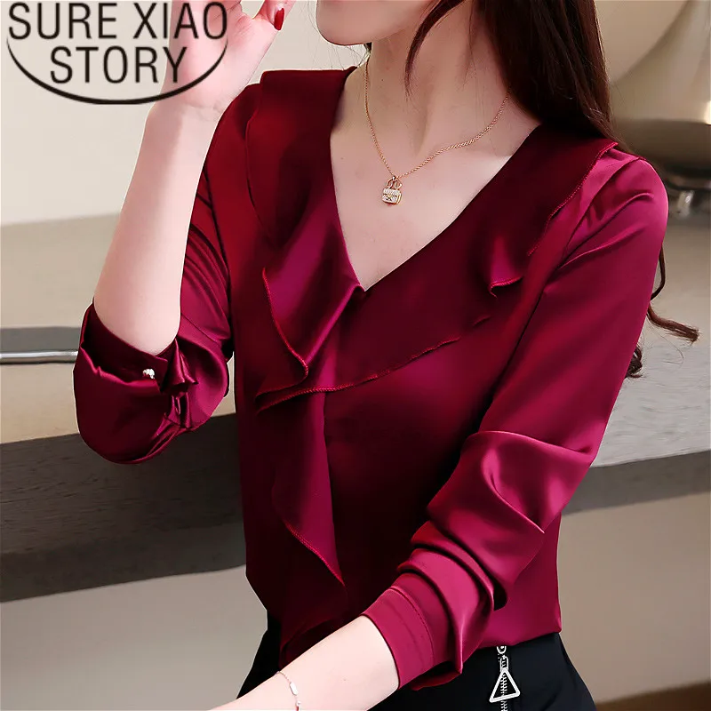 Blusas mujer de moda 2021 Женские топы и блузы с v образным вырезом платья рюшами в стиле