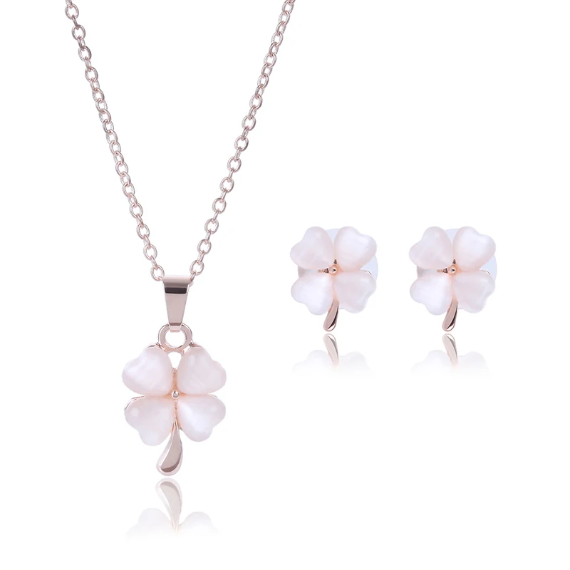 Кошачий глаз опал камень кулон ожерелье ювелирные наборы цветок серьги гвоздики