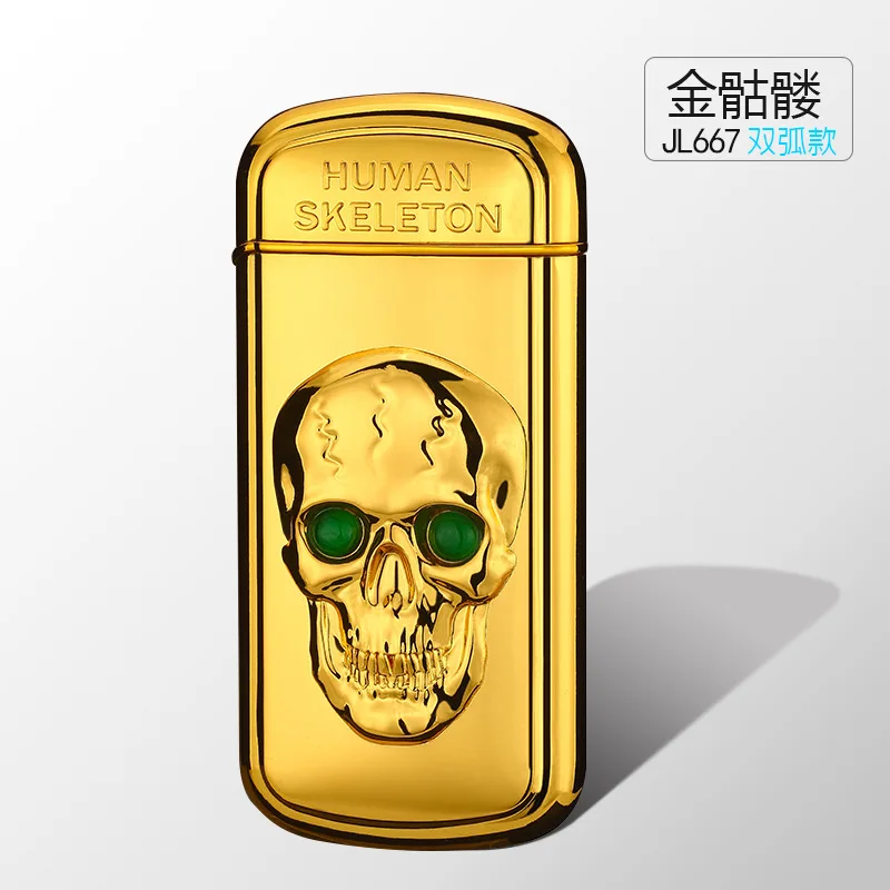 Skull Вокальный прикуриватель USB встряхивание для воспламенения электрическая зажигалка зеркальная металлическая плазменная дуговая зажигалка зажигалки аксессуары для курения - Цвет: Skull