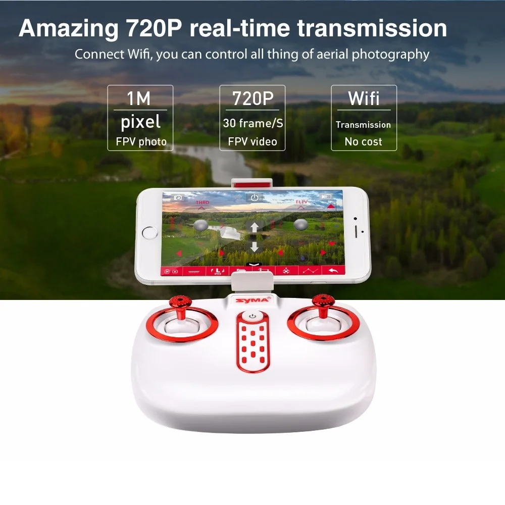 Радиоуправляемый Дрон SYMA X5UW & X5UC FPV с камерой 720 P Wi Fi 2 МП HD 4G 4 канала 6 осевой