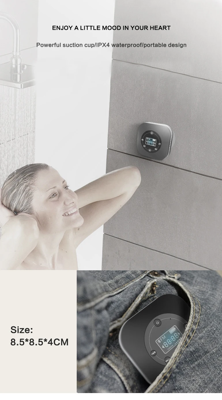 Портативный ванной Водонепроницаемый FM Bluetooth радио динамик беспроводной ЖК