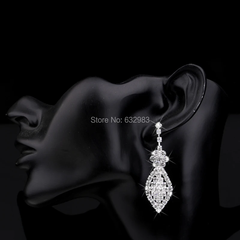 Серьги свадебные женские серебряного цвета с кристаллами|crystal bridal earrings|wedding jewelry