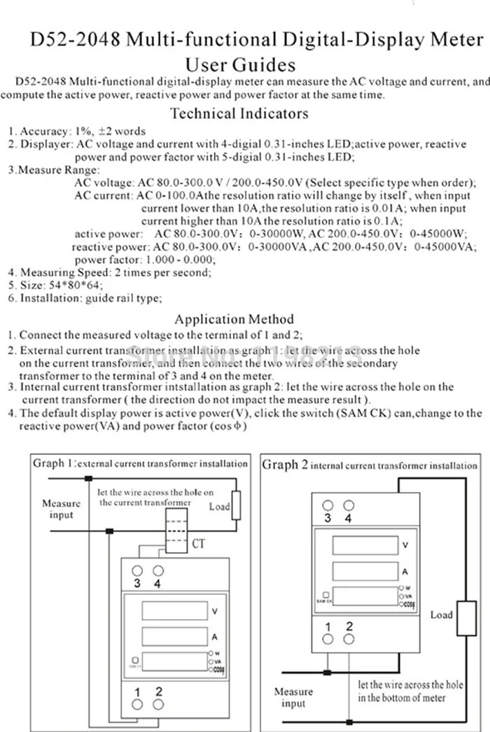 Цифровой Напряжение Ток Мощность счетчик Амперметр вольтметр powermeter DIN RAIL 100A AC80 300V