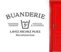 buanderie french wall decal for laundry room utility room decoration wash dry fold repeat sign door wall decal removable d669
