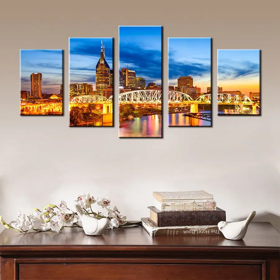 

HD печать 5 шт. город Лас Вегас ночной вид холст живопись современный домашний декор Настенная картина для гостиной Декор Искусство/PT1275