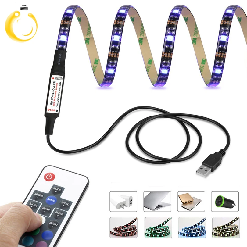 Лучшее качество Светодиодные ленты DC5V RGB 5050 USB ТВ фонового освещения 30