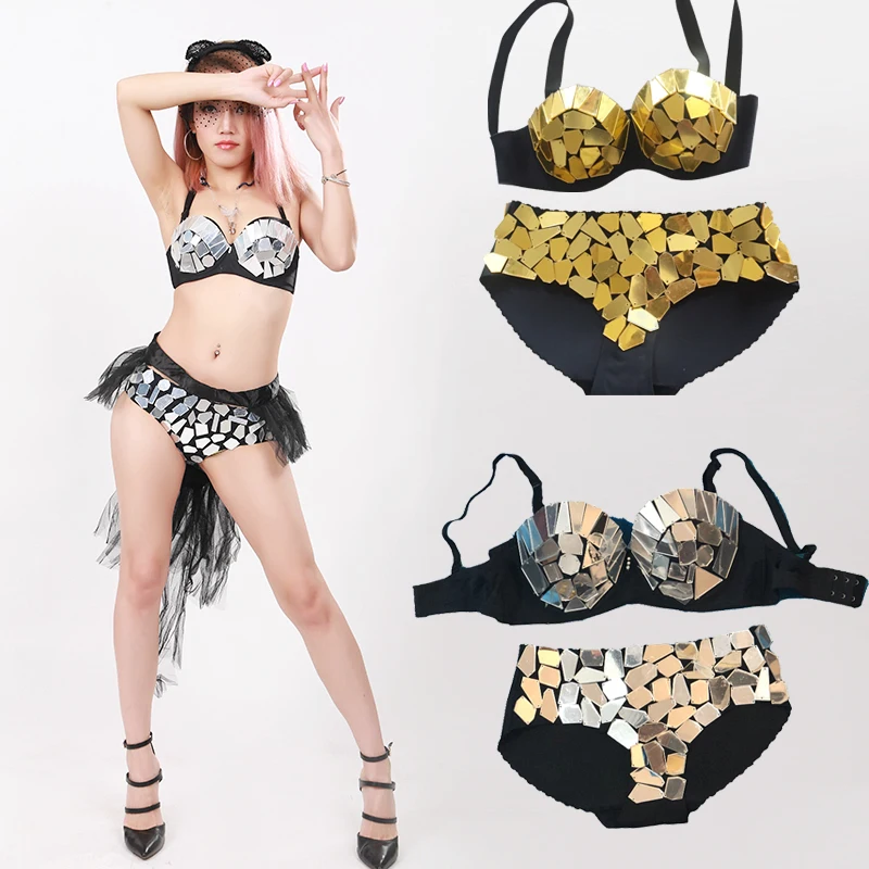 

New Beyonce Mirror Costume Sexy Mirror Bikini Nightclub DJ Costume Festival Costume Adult Women Performance Stage Costume VDB663
