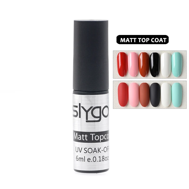 matt top coat SLYGOS 6 мл розовый телесный серый серия портативный замачиваемый УФ-Гель-лак белый стойкий Чистый Цвет Гель-лак для маникюра - Цвет: matt top coat