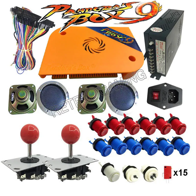 copy sanwa joystick DIY Pandora box 9 1500 В 1 Аркадный Игровой шкаф машина с доской jamma комплект с Happ джойстиком Кнопка питания динамик - Цвет: copy sanwa joystick