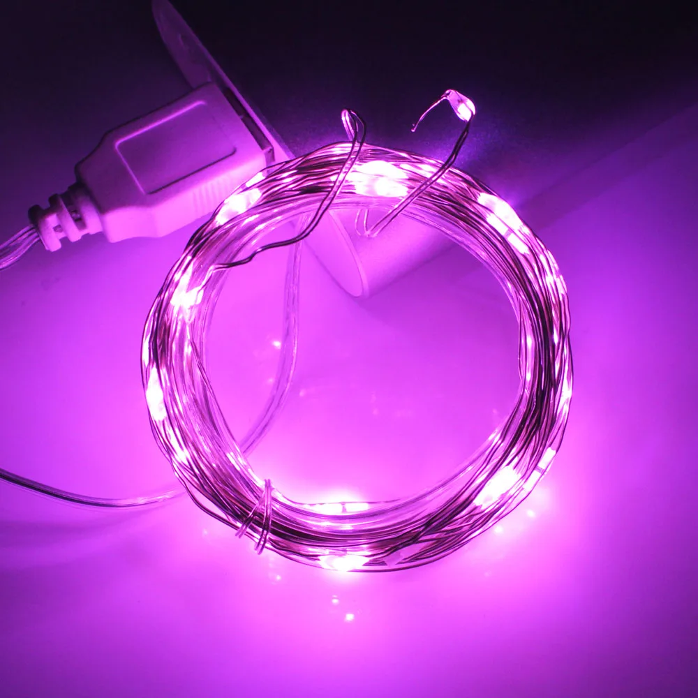 Pink ANBLUB USB СВЕТОДИОДНЫЙ светильник 1 м 2 м 3 м 5 м 10 м водонепроницаемый светодиодный шнур из медной проволоки праздничный уличный Сказочный светильник s для рождественской вечеринки - Испускаемый цвет: Pink