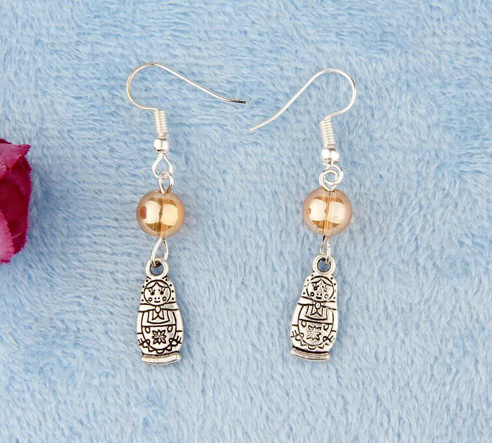 Хит продаж 40 пар ретро серебристые русские кулоны из стекла подвески богемные