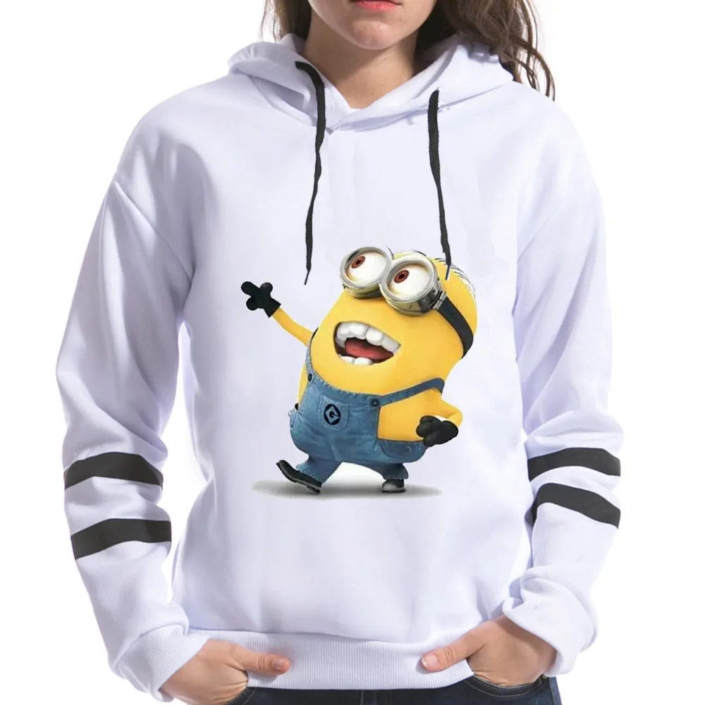 Женская толстовка с принтом миньонов капюшоном и длинным рукавом весна 2017|long sleeve