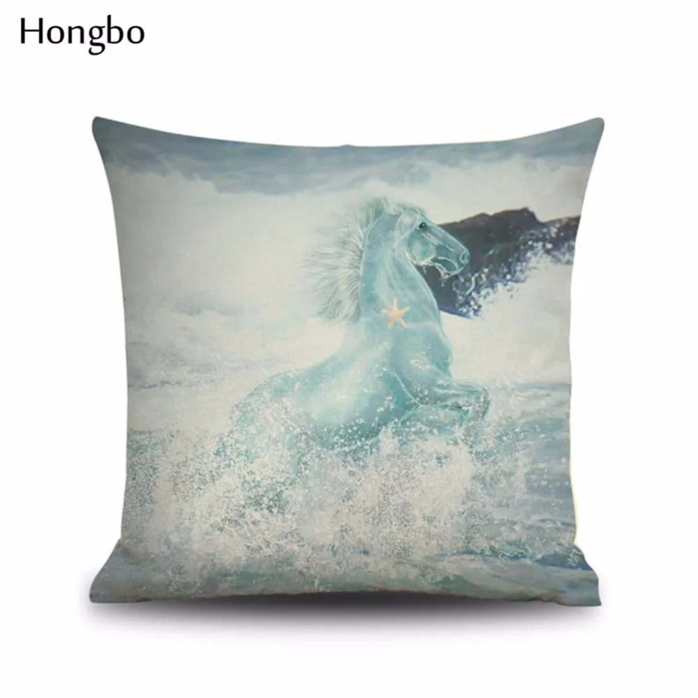 Хунбо 1 шт. дикое животное лошадь хлопок белье Чехлы акварель наволочка стул