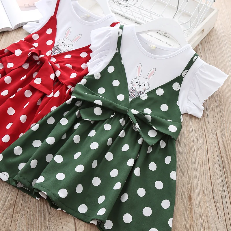 

Infant Girls Dresses 2019 Summer New Children's Wear Girls Sweet Dot Bow Rabbit Pattern Ruffled Cute Cotton Birthday Dress 4year