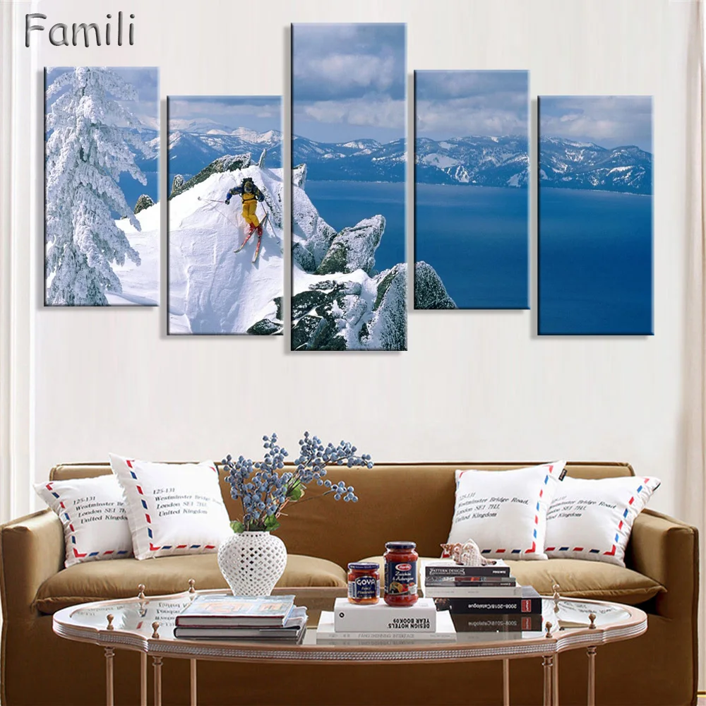 5 шт./компл. зимние спортивные лыжи шелковые домашние декоративное живописное