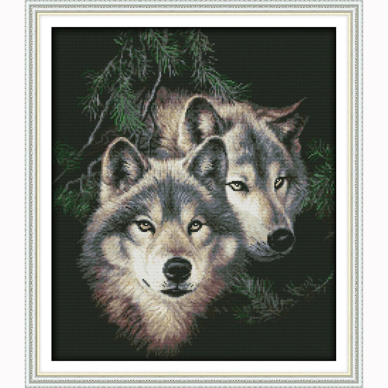 Набор для вышивки крестиком два волка 14CT 11ct|cross stitch needlework|counted cross stitchcross set needlework |