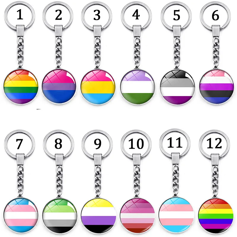 Gay Pride Радужный Флаг двусторонний стеклянный кулон брелок для ключей ювелирные