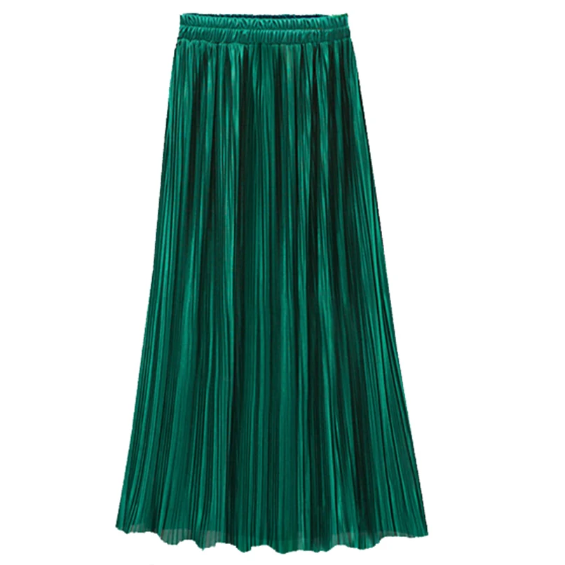 Long women skirts Anasunmoon плиссированные юбки модные зеленые цвета Высокая талия черная юбка миди эластичность лето осень винтажные вечерние женская одежда - Цвет: Long women skirts