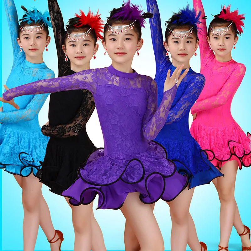 

Colorful Teen Children Girls Latin Dance Dress Rumba Cha Cha Samba Stage Dancing Wear Latino Competition Dancing Clothes DN4038
