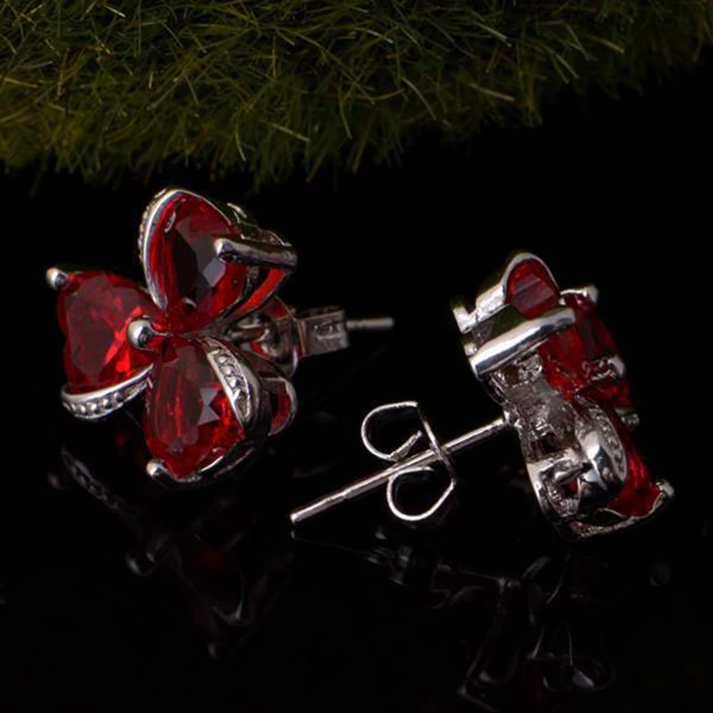 Красивые серьги-пусеты с 3 цветами золотые женские украшения