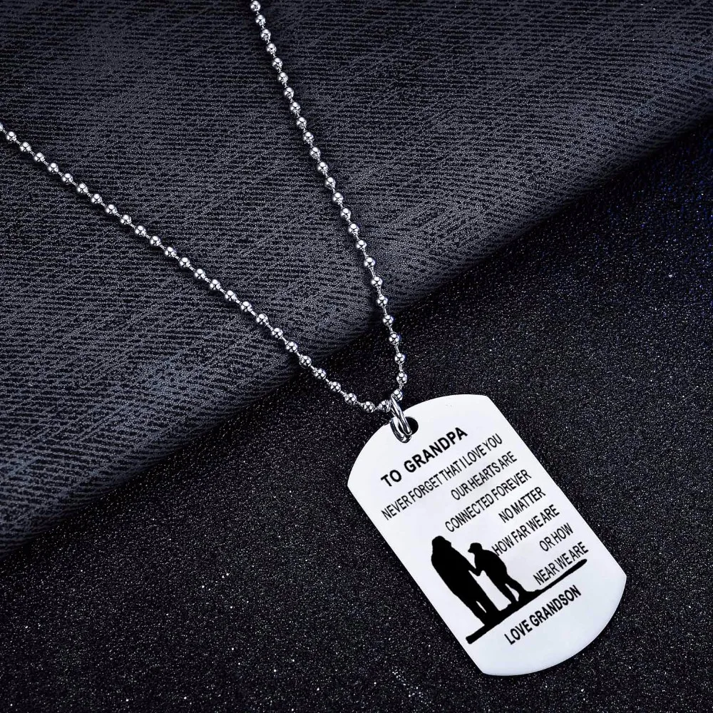 12 шт./лот очарование Dog Tag Нержавеющая сталь подвеску к дедушка Love внука бусины