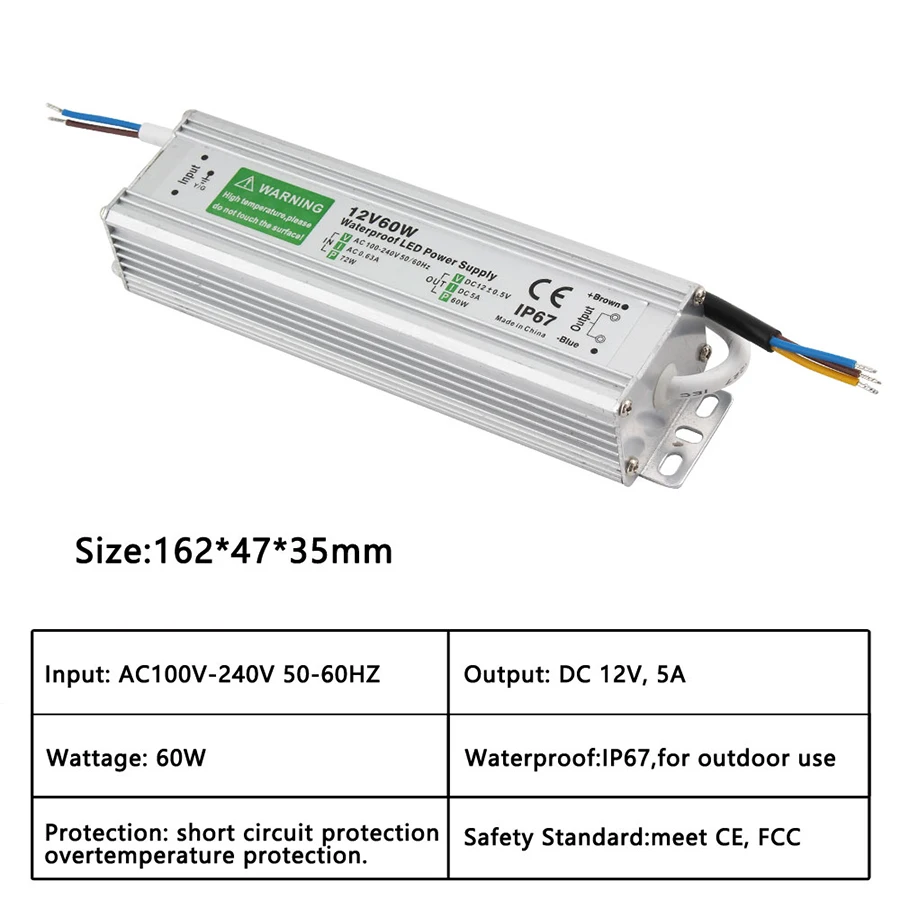12 24 V Вольт источник питания светодиодный драйвер постоянного тока 12v 24v 10W 20W 30W 40W 50W 60W IP67 водонепроницаемые Трансформеры 220v 12V источник питания