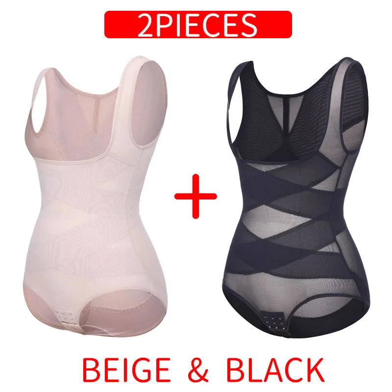 Beige And Black Женское корректирующее белье для коррекции фигуры, Утягивающее нижнее белье с контролем живота, дышащее Корректирующее белье, моделирующий пояс, боди, летний корсет - Цвет: Beige And Black