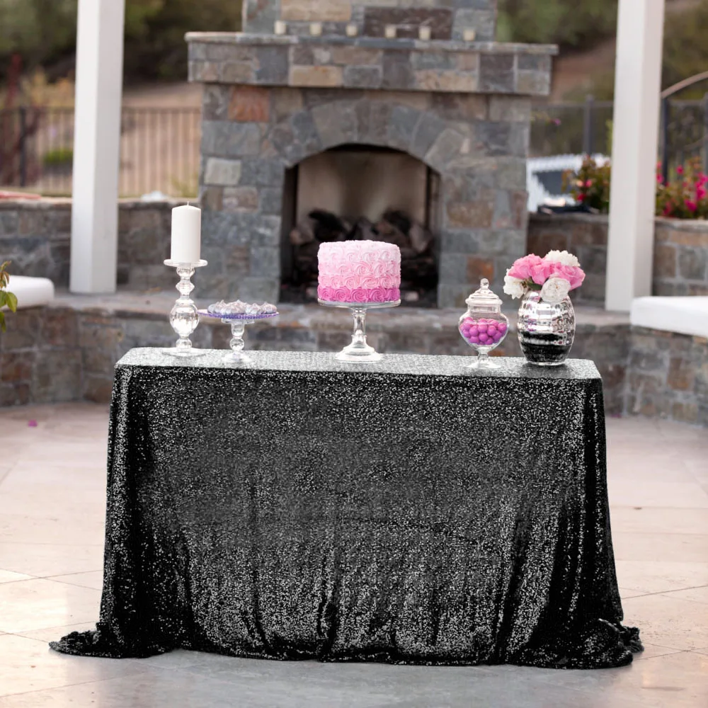 Квадратная блестящая скатерть с блестками высокое качество 90*132 дюйма для