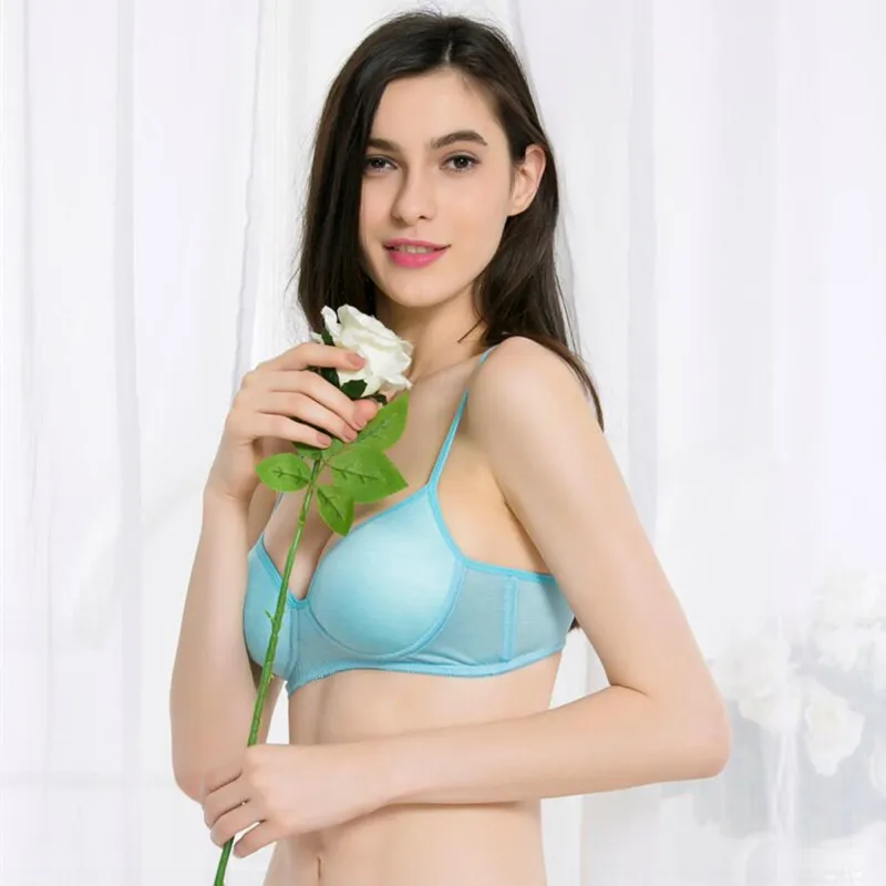 

9 Colors 100% Nature Silk Bra Women's Underwear Knitted Real Silk Brassiere For Young Girls