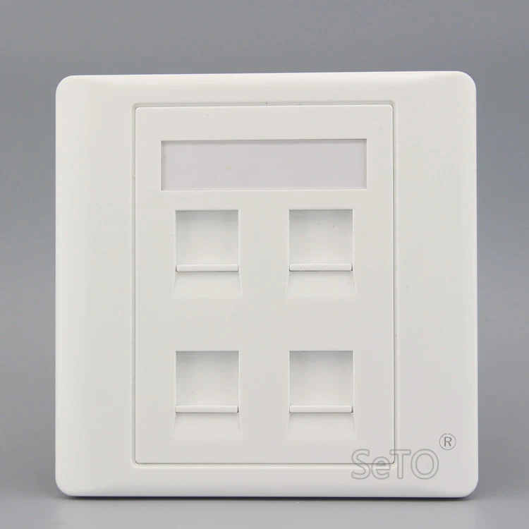 SeTo 86 Type Four Ports Rotate Gigabit Network RJ45 Cat6 Wall Plate Socket Keystone Faceplate | Обустройство дома
