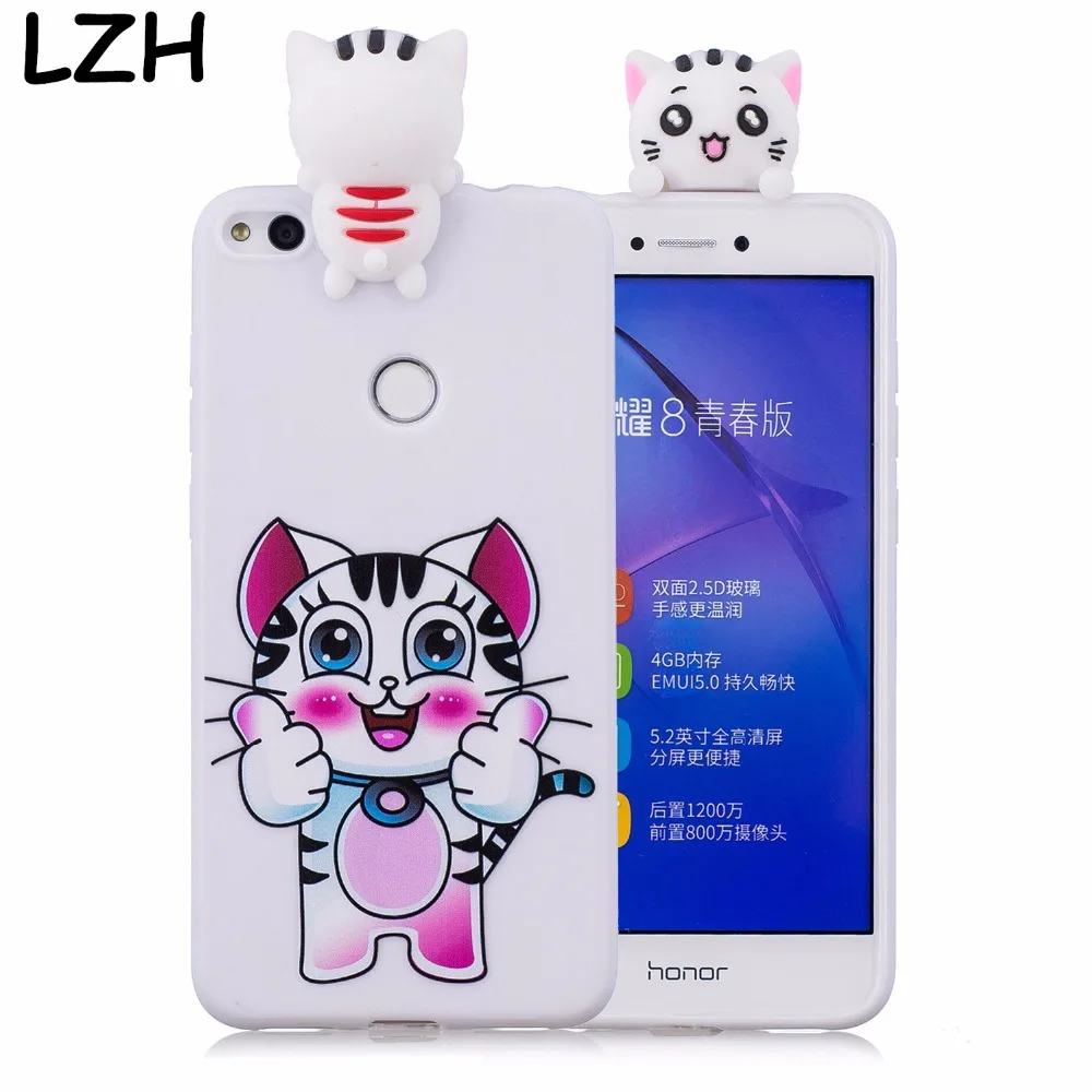Милый мультфильм куклы Кошка мягкий ТПУ Телефон чехол для Huawei P8 Lite 2017 Капа 3D