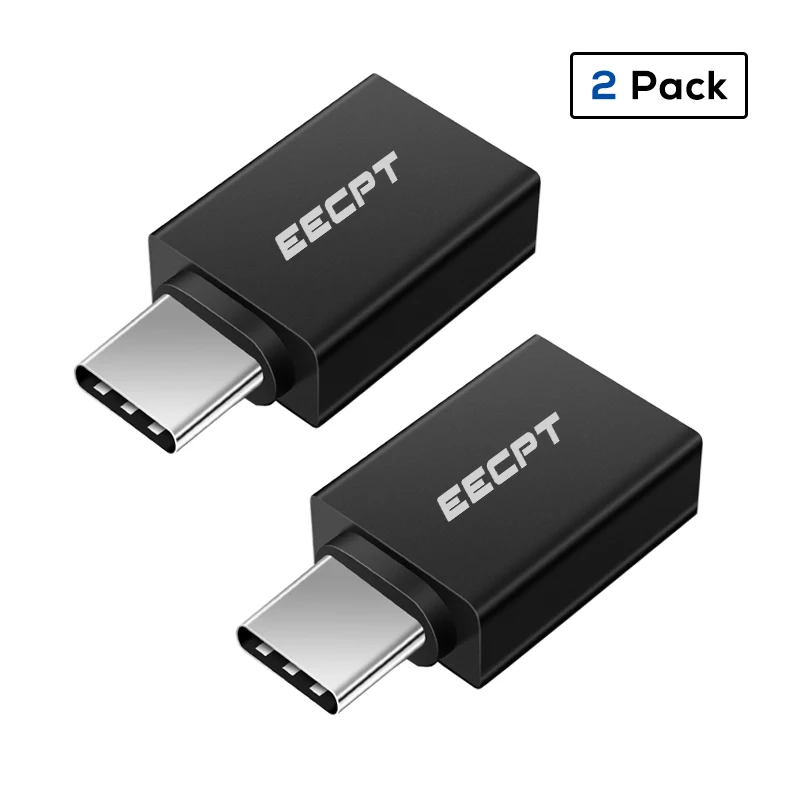 EECPT 10 шт. в упаковке USB OTG type C адаптер USB C к USB 3,0 OTG кабель type-C разъем адаптера для Macbook samsung S10 S9 huawei P20 - Цвет: 2 Pack Black