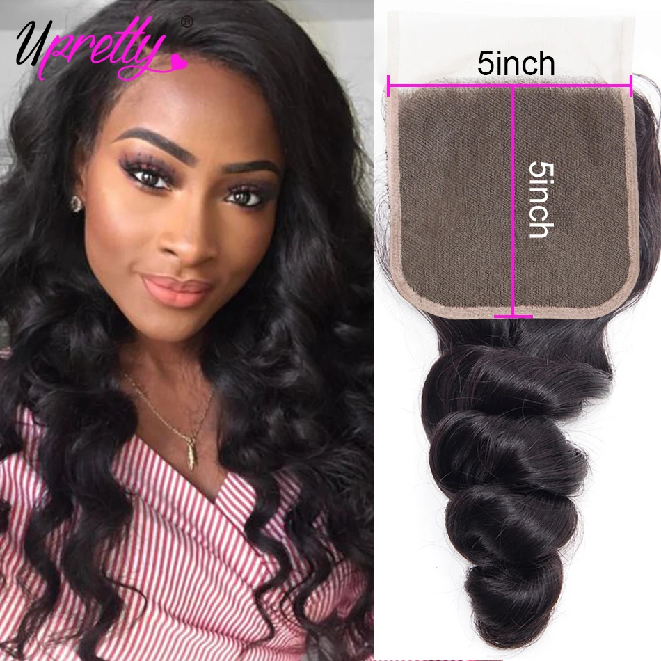 Волосы Upretty 5x5 на сетке закрывающие предварительно выщипанные бразильские