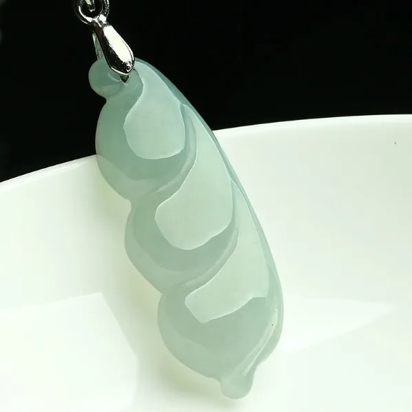 

Authentic natural stone bean myanmar pendant necklace charm female gift jadeware jewelry gratis rope chain