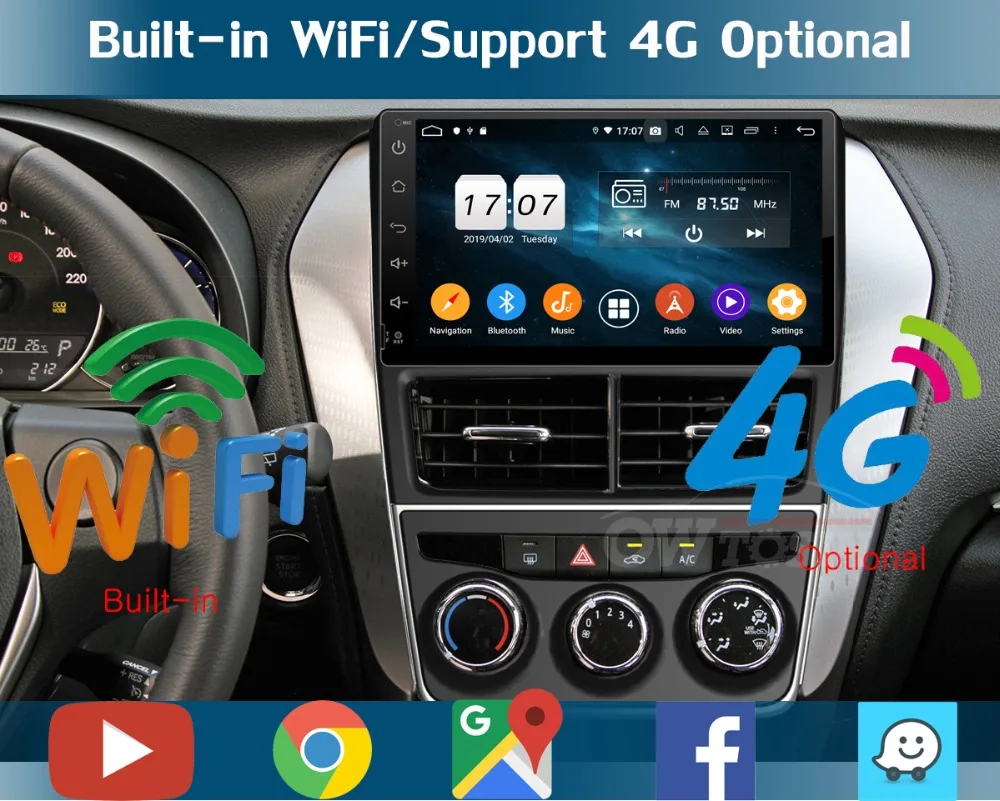 " ips 8 Core 4G ram+ 64G rom Android 9,0 автомобильный dvd-радио GPS для Toyota Yaris, Vios DSP CarPlay Parrot BT стерео