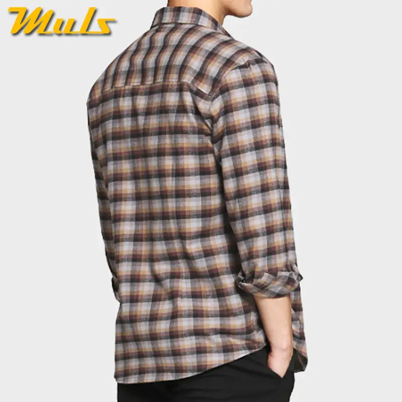2017 Spring Plaid shirts men long sleeve casual flannel cotton male contrast color fitted plus size M L XL 2XL 3XL 5291 | Мужская одежда