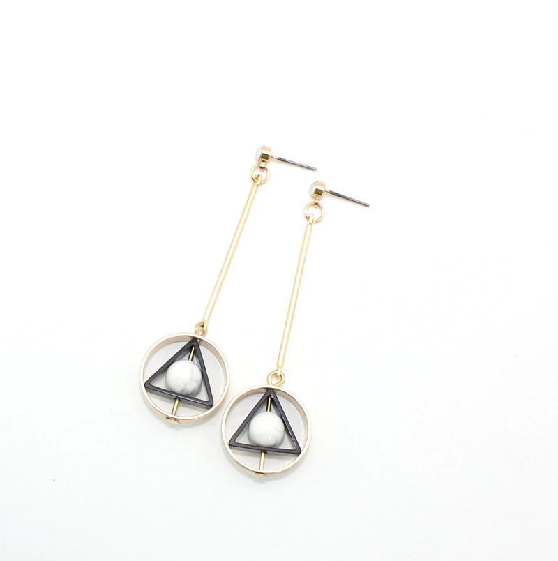 

LongWay 2019 Brand new Long Earring Triangle pendant Big Round Statement Drop Earrings For Women Wedding Earrings SER170061