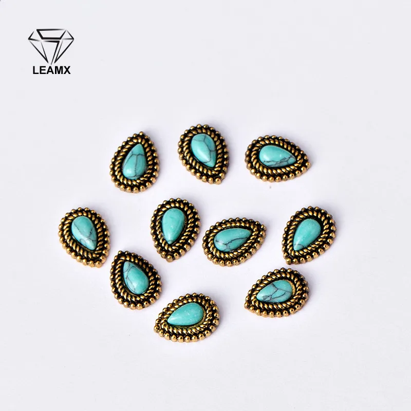 LEAMX 10 шт./пакет 3D Nail Art украшения металла капли воды Matt Nails маникюра декоративные Шарм Сплав Nail наклейки 8 цветов - Цвет: H054