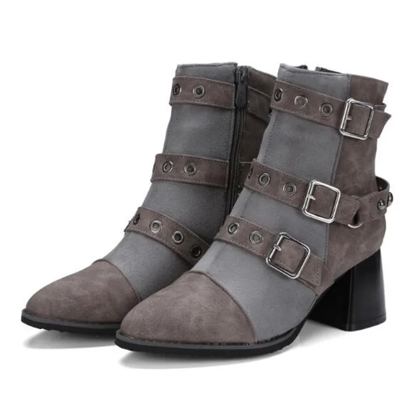 Autumn and winter New style fashion High-heeled Cusp black rivet boots Comfortable Cashmere Keep warm Women Boots 34-48