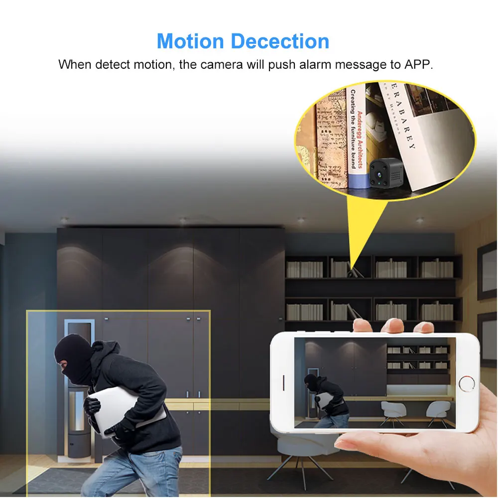 Умная мини ip-камера с объективом 2,1 мм, 1080P HD, беспроводная Wi-Fi батарея, камера наблюдения, камера безопасности, портативная няня, камера с детектором движения