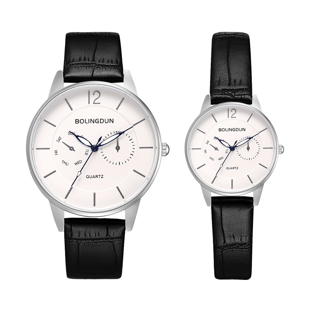 Роскошные черные кожаные часы для женщин и мужчин модные парные спортивные