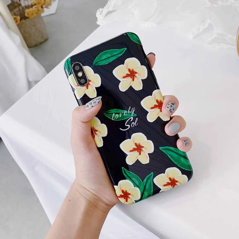 JIBAN милый цветок жасмина чехол для XS/XR/Max/для iphone 8 плюс глянцевый мягкий X 6 S plus 7