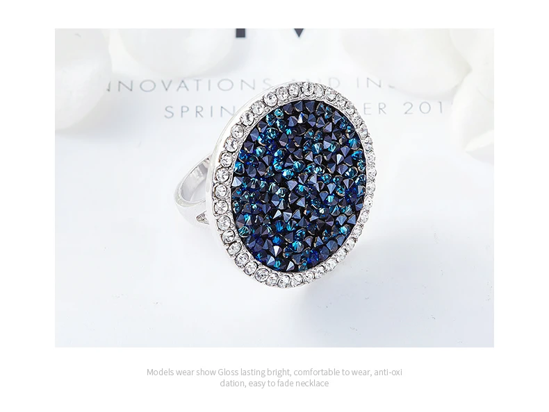 CDE круглое геометрическое кольцо, украшенное кристаллами Swarovski, Сияющие кольца на палец для женщин, свадебные, обручальные ювелирные изделия, подарок