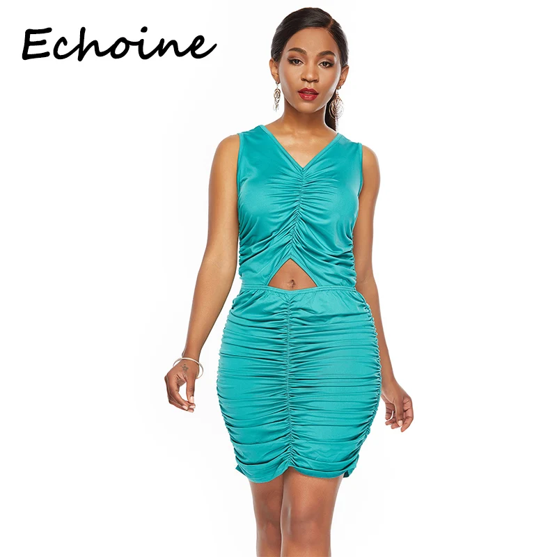 Модное платье мини с вырезами и складками 3 цвета|Женские платья| |