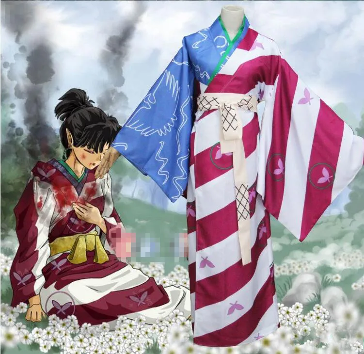 Горячее аниме Inuyasha Kagura костюм для косплея открытый веревочный узел и завершающий