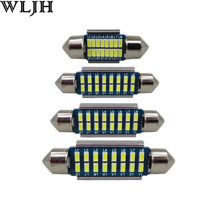 WLJH 4X Canbus лампа без ошибки 31 мм 36 39 42 SV8 5 C10W C5W Led 12V SMD 3014 авто светильник ing интерьер