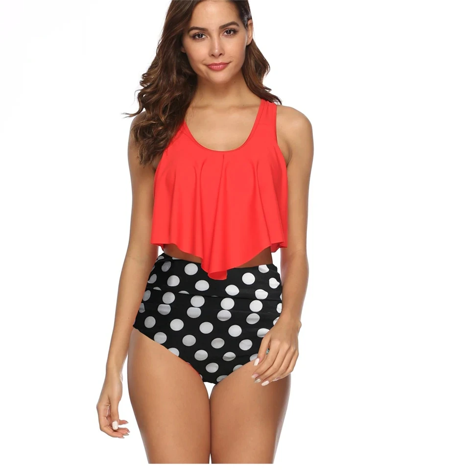 Женский купальник с высокой талией бикини Maillot De Bain Femme милый яркие цвета топы