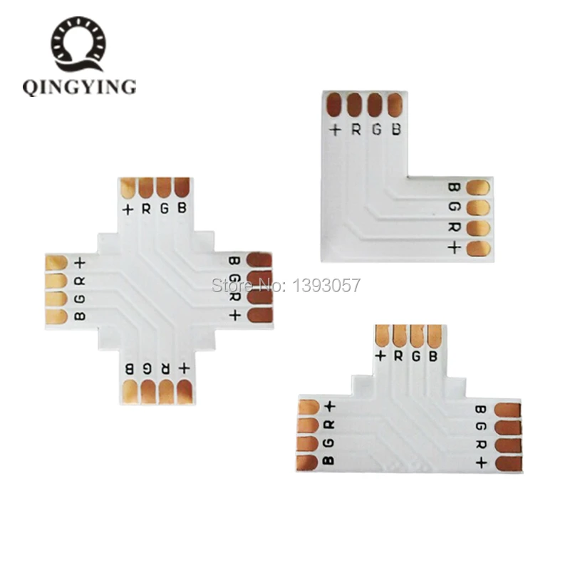 

50 шт. L T X форма 10 мм 4pin 5050 RGB Светодиодная лента угловая коннектор; PCB; Плата разъем разветвителя