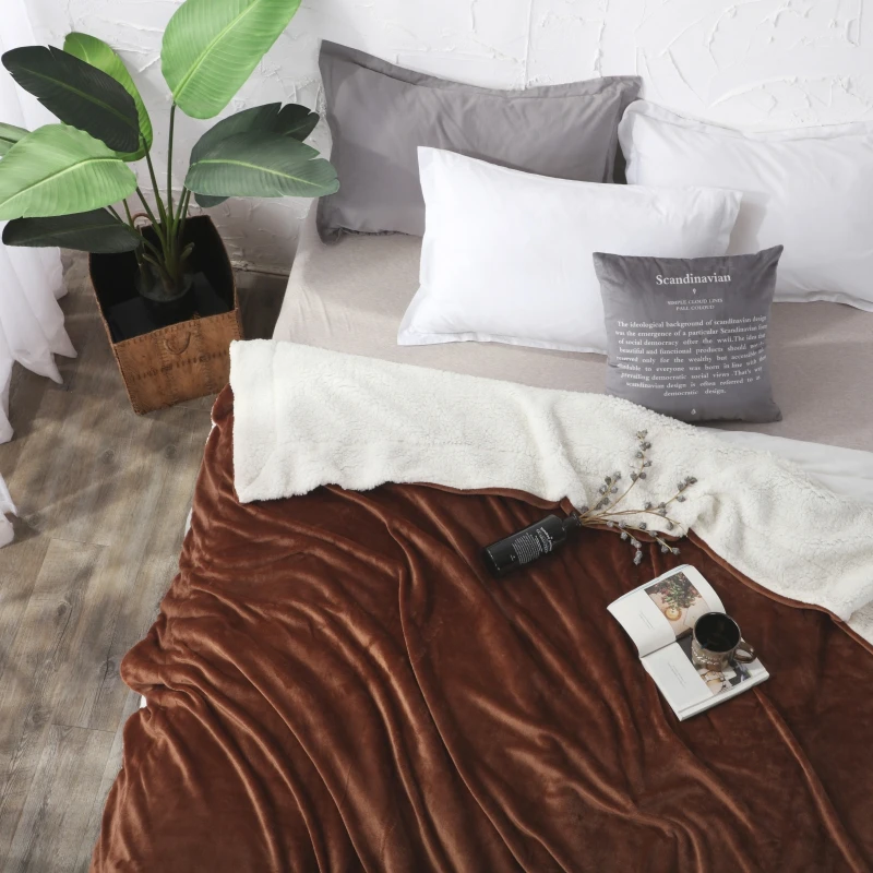 Темный кофе большой теплый мягкий толстый шерпа пледы одеяло покрывало